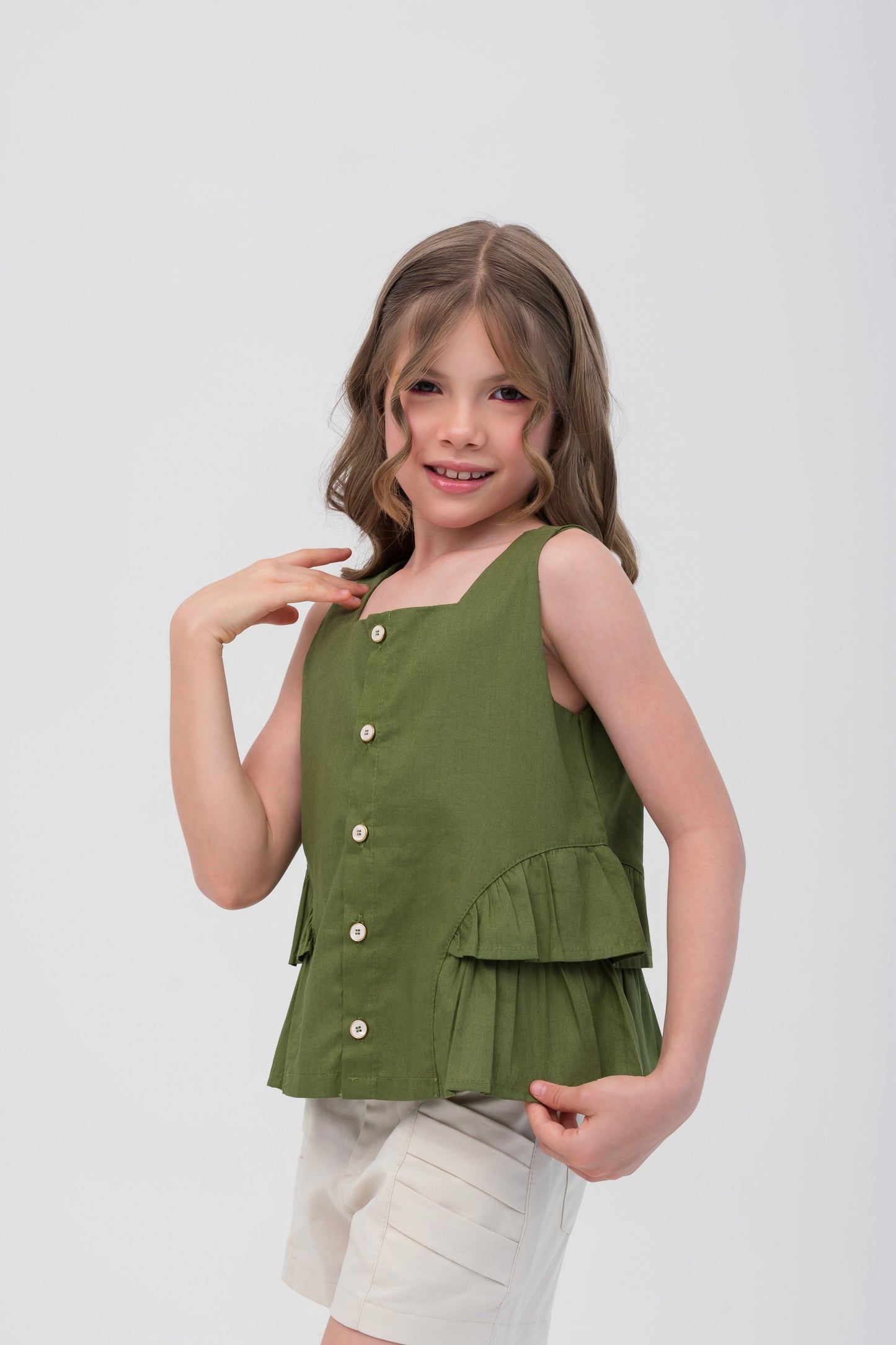 Conjunto Infantil Feminino Short com Blusa Moderna em Tecido Leve Premium – Catarina