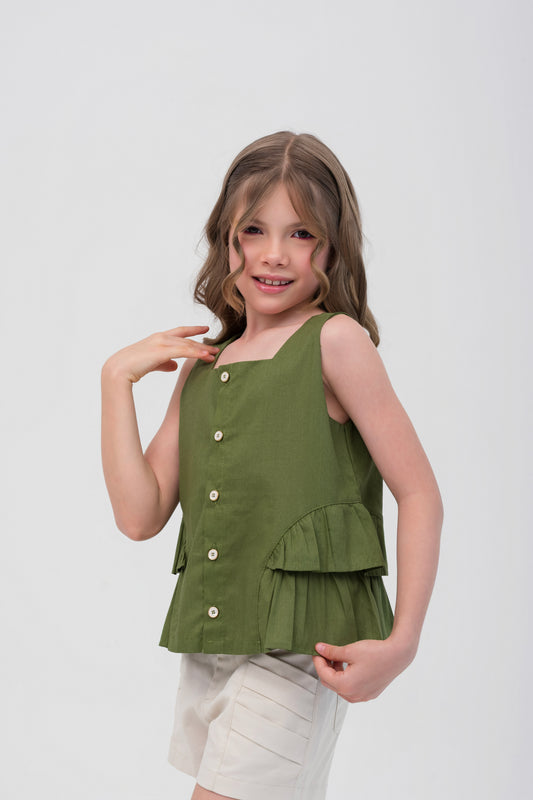 Conjunto Infantil Feminino Short com Blusa Moderna em Tecido Leve Premium – Catarina