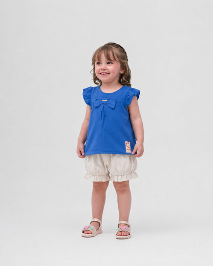 Conjunto Infantil Feminino Short e Blusa Casual Confortável em Tecido Leve Premium – Julia Parangolé Kids