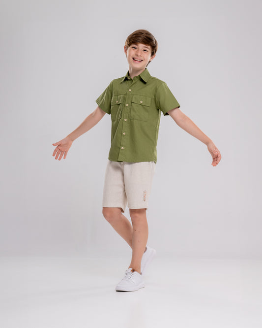 Conjunto Infantil Masculino Camiseta e Short Casual Confortável em Tecido Leve Premium – Joaquin Parangolé Kids