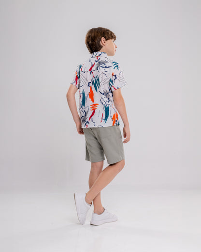 Conjunto Infantil Masculino Camiseta e Short Casual Confortável em Tecido Leve Premium – Ryan Parangolé Kids