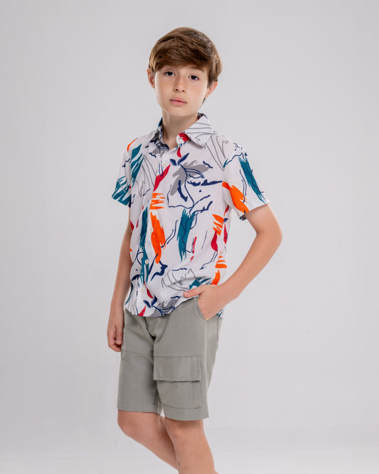 Conjunto Infantil Masculino Camiseta e Short Casual Confortável em Tecido Leve Premium – Ryan Parangolé Kids