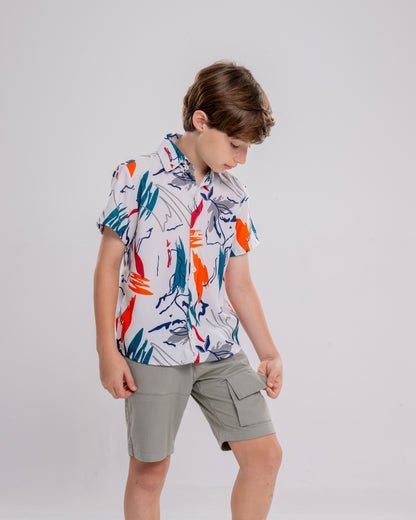 Conjunto Infantil Masculino Camiseta e Short Casual Confortável em Tecido Leve Premium – Ryan Parangolé Kids