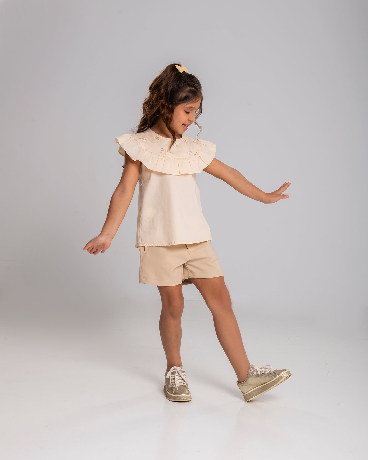Conjunto Infantil Feminino Short e Blusa Casual Confortável em Tecido Leve Premium – Cecilia Parangolé Kids