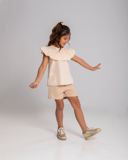 Conjunto Infantil Feminino Short e Blusa Casual Confortável em Tecido Leve Premium – Cecilia Parangolé Kids