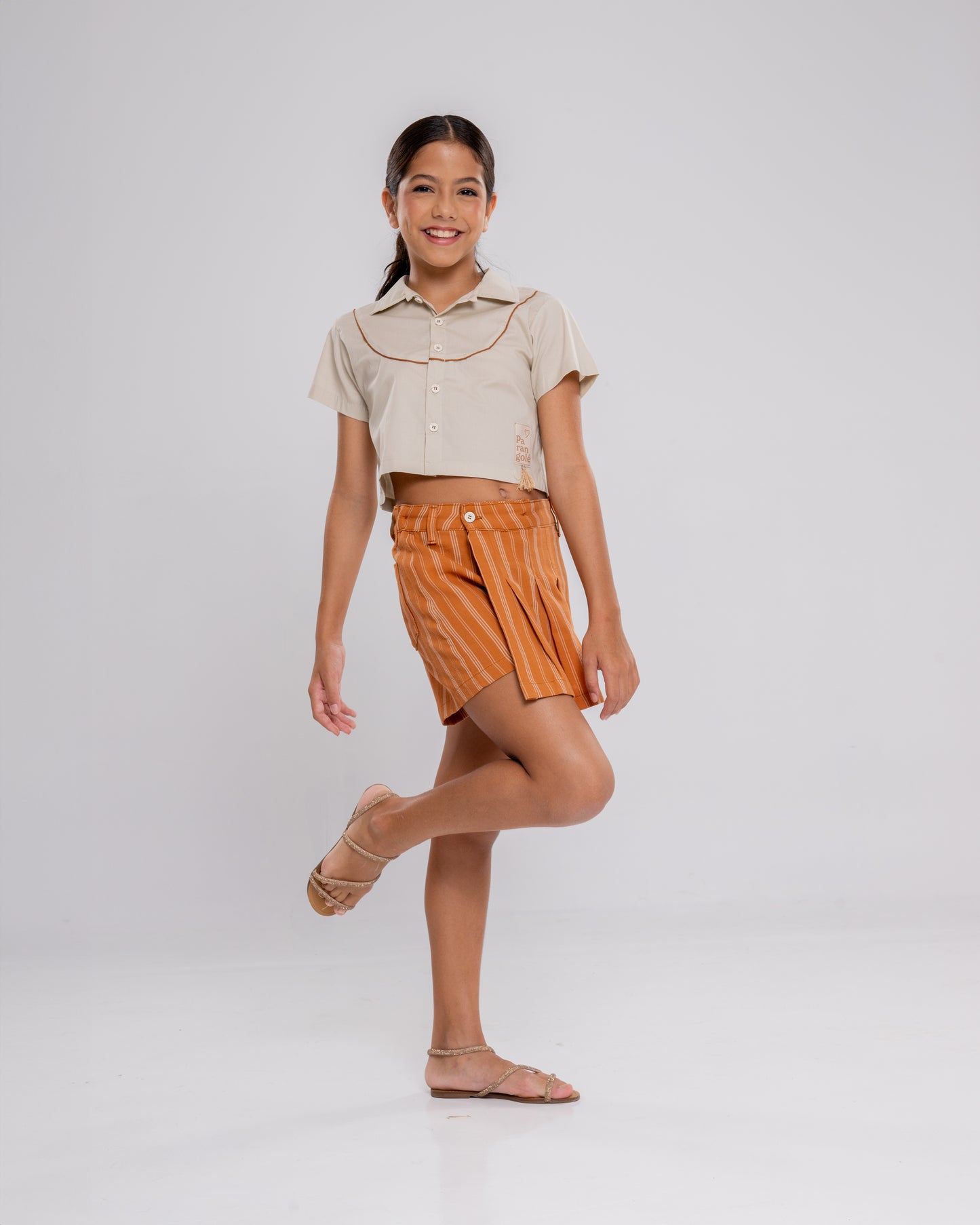 Conjunto Infantil Feminino Short e Blusa Casual Confortável em Tecido Leve Premium – Fernanda Parangolé Kids
