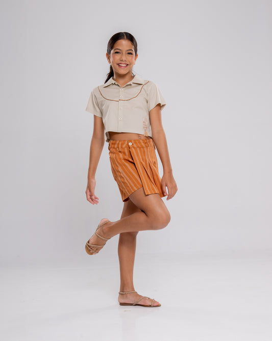 Conjunto Infantil Feminino Short e Blusa Casual Confortável em Tecido Leve Premium – Fernanda Parangolé Kids
