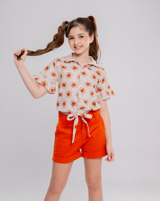 Conjunto Infantil Feminino Short e Blusa Casual Confortável em Tecido Leve Premium – Gaby Parangolé Kids