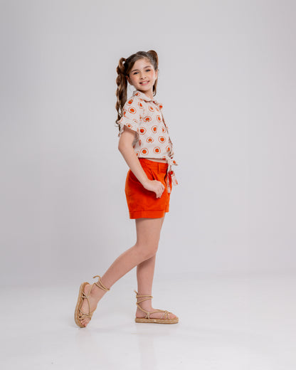 Conjunto Infantil Feminino Short e Blusa Casual Confortável em Tecido Leve Premium – Gaby Parangolé Kids