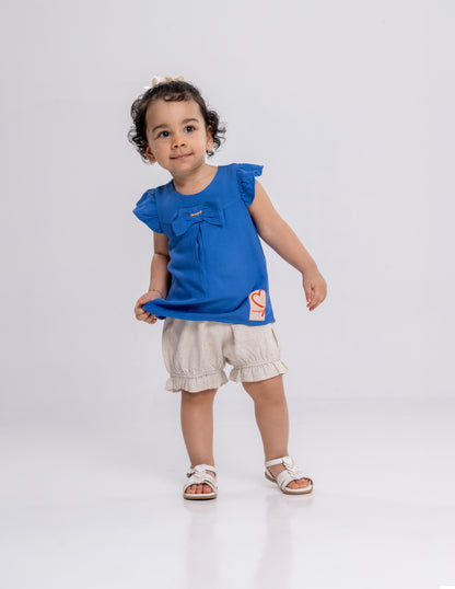 Conjunto Infantil Feminino Short e Blusa Casual Confortável em Tecido Leve Premium – Julia Parangolé Kids