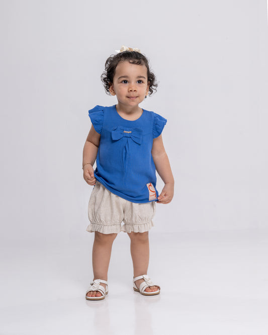 Conjunto Infantil Feminino Short e Blusa Casual Confortável em Tecido Leve Premium – Julia Parangolé Kids