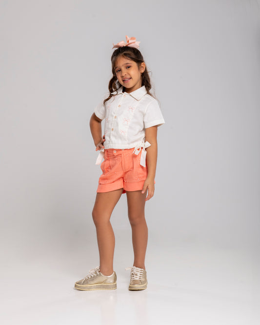 Conjunto Infantil Feminino Short e Blusa Casual Confortável em Tecido Leve Premium – Livia Parangolé Kids
