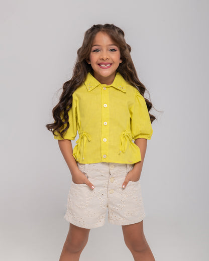 Conjunto Infantil Feminino Short e Blusa Casual Confortável em Tecido Leve Premium Mirelly – Parangolé Kids