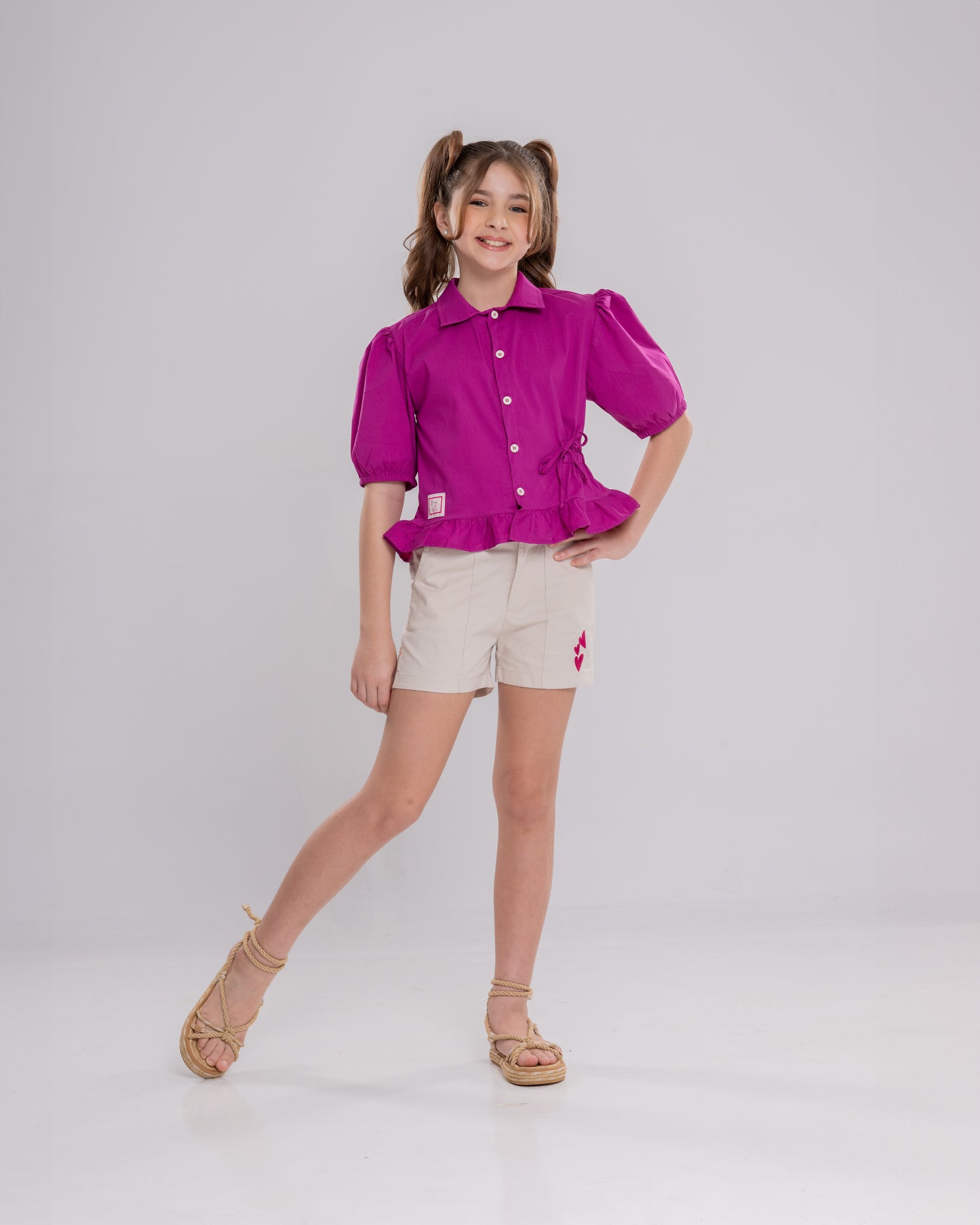 Conjunto Infantil Feminino Short e Blusa Casual Confortável em Tecido Leve Premium – Tainara Parangolé Kids