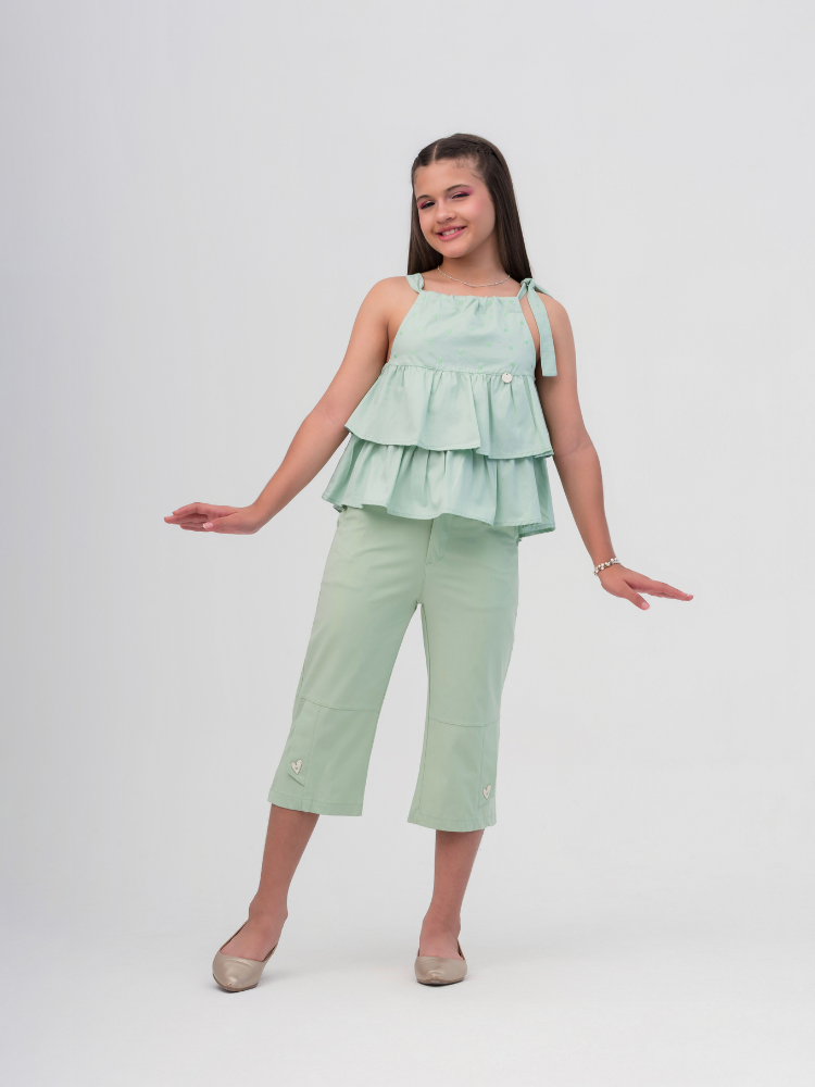 Conjunto Juvenil Feminino Calça com Blusa Moderna em Tecido Leve Premium – Parangolé Kids